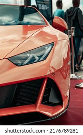 GDAŃSK, POLAND - JULY 9 2022: Orange Lamborghini Huracán