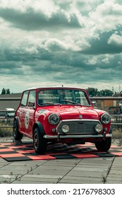 GDAŃSK, POLAND - JULY 9 2022: Red Mini Cooper Morris Mini