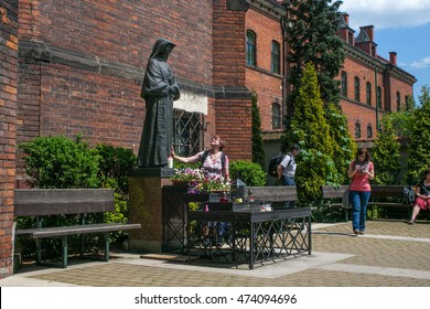 POLAND, KRAKOW - MAY 28, 2016: Monument to Saint Faustina Kowalska. Monastery Congregation of the Sisters of Our Lady of Mercy. Sanctuary in Lagiewniki. 