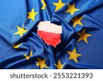 Poland map on flag of European Union