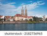 WROCŁAW, POLAND - MAY 8, 2022: Cathedral Island with the Cathedral of St. John the Baptist seen from Xawery Dunikowski Boulevard