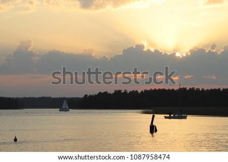 poland mazuria sunset lake 