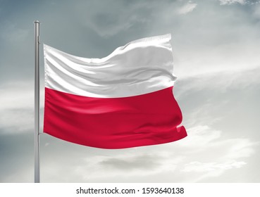 Poland National Flag Cloth Fabric Waving Stock Photo 1593640138 ...