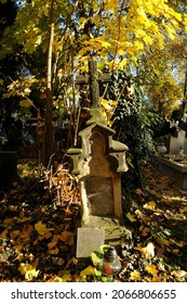 KRAKÓW, POLAND - October 30, 2021. Autumn, Just Before All Saints (All Saints' Day), At The Rakowicki Cemetery (established In 1803) - One Of The Oldest Christian Necropolises In Europe.