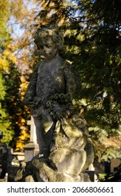 KRAKÓW, POLAND - October 30, 2021. Autumn, Just Before All Saints (All Saints' Day), At The Rakowicki Cemetery (established In 1803) - One Of The Oldest Christian Necropolises In Europe.