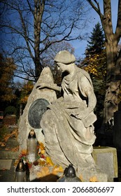 KRAKÓW, POLAND - October 30, 2021. Autumn, Just Before All Saints (All Saints' Day), At The Rakowicki Cemetery (established In 1803) - One Of The Oldest Christian Necropolises In Europe.