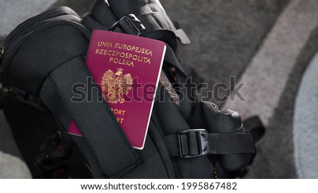 Poland Passport on a Black Suitcase Travel Bag - Polish