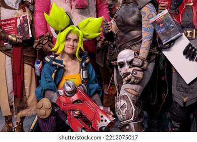 Poland, Poznan - October 09, 2022: Poznan Game Arena, A Video Game Trade Show. Cosplay New Hero New League Of Legends Hero Zeri.