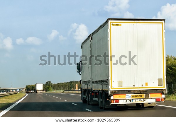 Poland\
- September 3, 2016: Truck on the roadway,\
Poland
