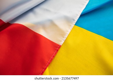 Poland Ukrainian Political Relationship Country Flags Close Up