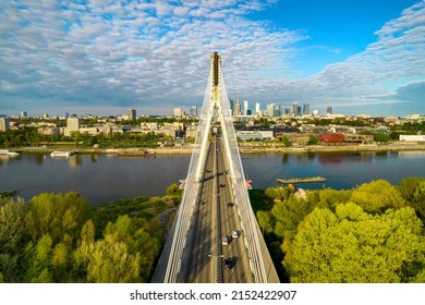 Poland, Warsaw, City Panorama. View From The Area Of Swietokrzyski Bridge