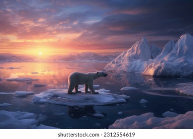 Polar bears Icebergs Sunrises and sunsets