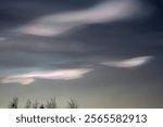 Polar stratospheric cloud, also known as nacreous clouds from nacre, or mother of pearl, due to its iridescence). Photographed in the subarctic parts of Sweden.