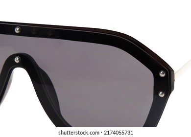 Polarized Sunglasses Oversized Conjoined Lens Sunglasses Women Big Flat black frame   shades closeup view