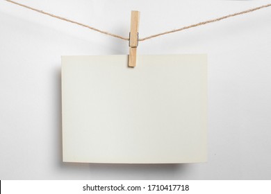 Polaroid Frame.Retro Photo Frames Hanging On Rope Isolated On White Background. Real Photo.two Frames