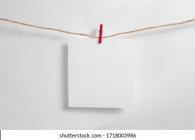 Polaroid Frame.Retro Photo Frames Hanging On Rope Isolated On White Background. Real Photo