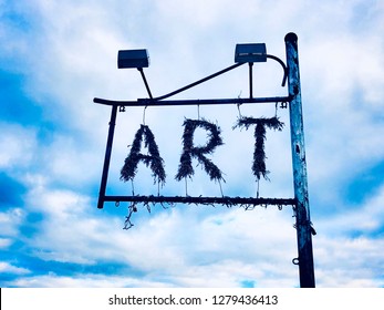 A Pole With Art Words That Made Of Lights Near Race Point Beach In Provincetown Massachusetts United States.