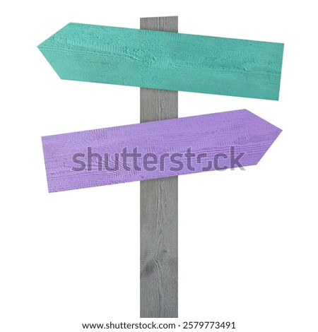 Pole with colorful arrow-shaped pointers isolated on white