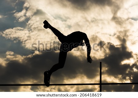 Pole vault over the bar back light