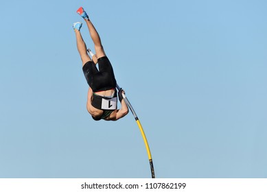 Pole Vault. Player Against The Sky.