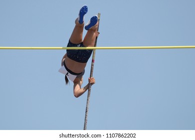 Pole Vault. Player Against The Sky.