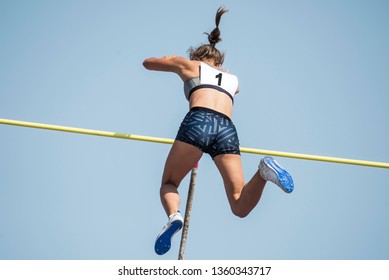 Pole Vault. Player Against The Sky.