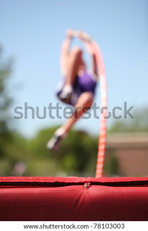 Pole Vaulter (focus on the mat)