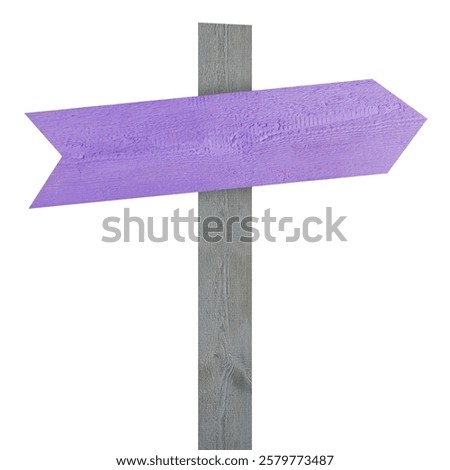 Pole with violet arrow-shaped pointer isolated on white