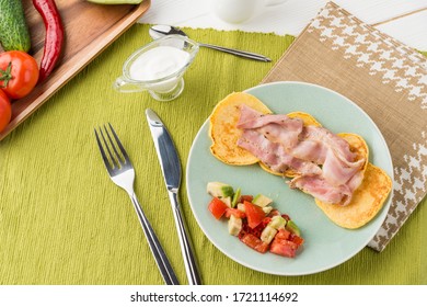 Polenta Fritters, Bacon And Guacamole