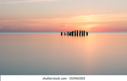 calm water sunset