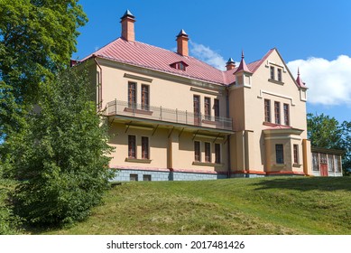 POLIBINO, RUSSIA - JULY 04, 2021: The Main Building Of The Estate Of The First Female Mathematician Professor Sofia Kovalevskaya On A Summer Day. Pskov Region