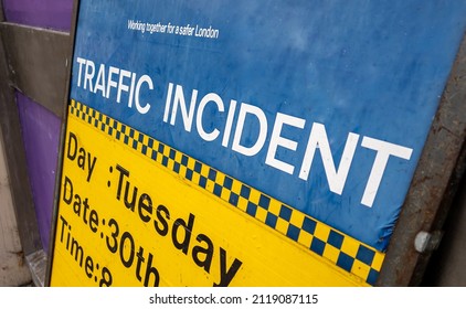 A Police Billboard On A Street Appealing For Information And Witnesses To A Traffic Incident.