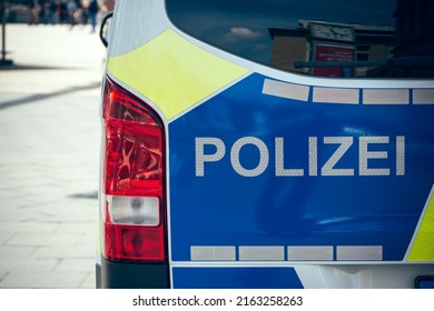 A Police Car From Behind With The German Text Police