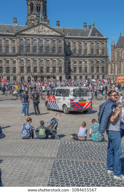 Police Car At The Dam Square At Amsterdam The\
Netherlands 2018 