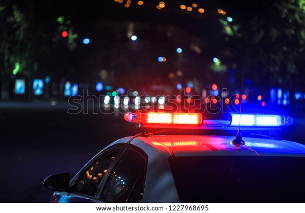 Police Car Night Street Stock Photo (Edit Now) 1227968695