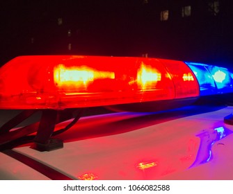 Police Car Red Blue Lights Night Stock Photo (Edit Now) 1066082588