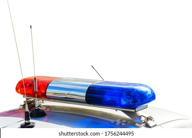 Police Car Siren On A White Background. Copy Space