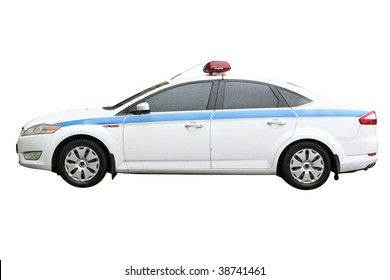 Police Car Under The White Background