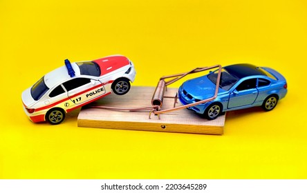 Police Car With Wooden Mousetrap