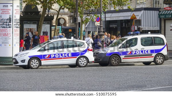 Police cars in the city of Paris - PARIS / FRANCE -
SEPTEMBER 25, 2016