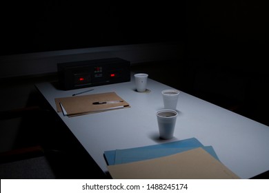 Police Custody Interview Room With Cassette Recorder