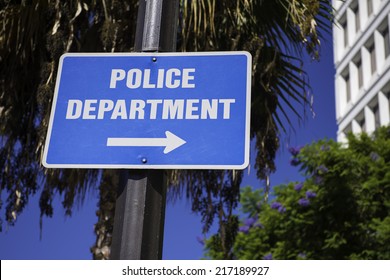 Police Department Sign Directing You To The Police Department