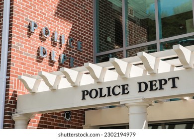 Police department sign at police station - Shutterstock ID 2302194979