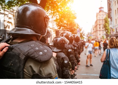 Police force to maintain order in the area during the rally - Shutterstock ID 1544056415