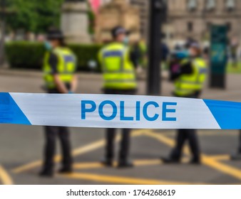 Police In Glasgow During An Incident Near George Square