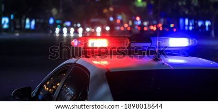 Police lights at night in the city
