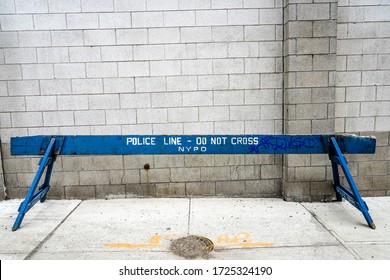 Police Line Do Not Cross NYPD Wooden Barrier