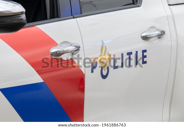 Police Logo On A Car At Amsterdam The\
Netherlands 18-3-2020