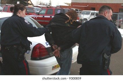 Police Make An Arrest In Downtown Edmonton,Alberta,Canada.