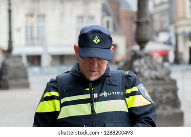 Police Man At Amsterdam The Netherlands 2019